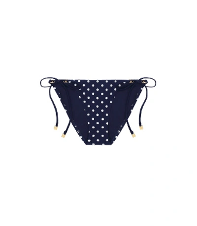 Shop Tory Burch Gemini Link Printed String Bikini Bottom In Classic Dot