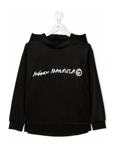 Shop Mm6 Maison Margiela Logo-print Fleece Hoodie In Black