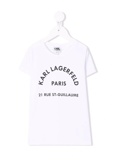 Shop Karl Lagerfeld Logo-print Short-sleeved T-shirt In White