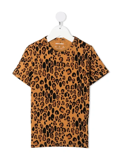 Shop Mini Rodini Leopard-print T-shirt In Brown
