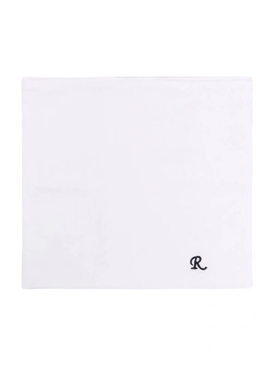 Shop Raf Simons Embroidered-logo Scarf In White