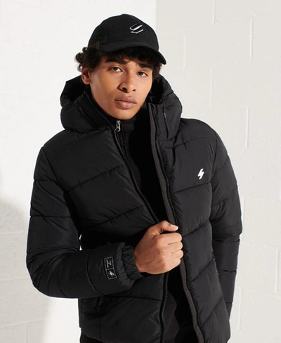 Superdry Men's Sports Puffer Hooded Jacket Black | ModeSens
