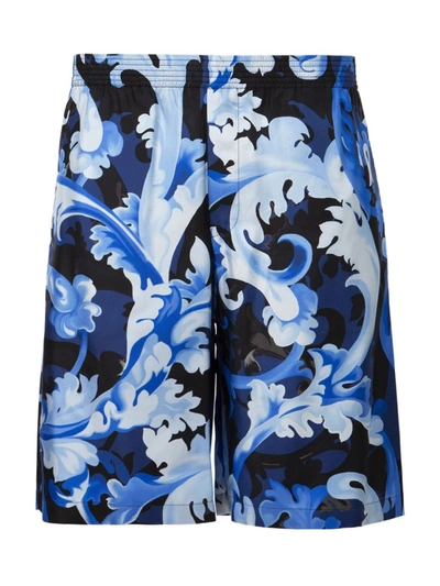 Shop Versace Baroque Print Shorts Blue