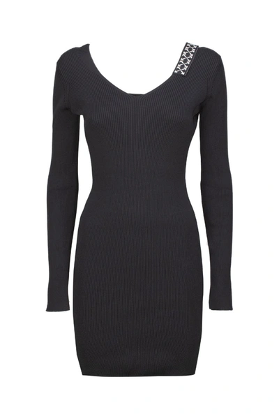 Shop Off-white Arrows Ribbed-knit Minidress In Black