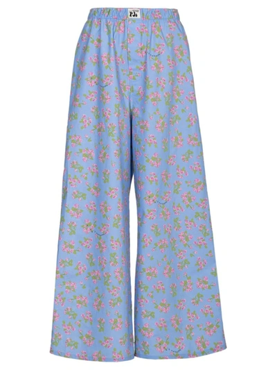 Shop Natasha Zinko Floral Print Pajama Pants Blue
