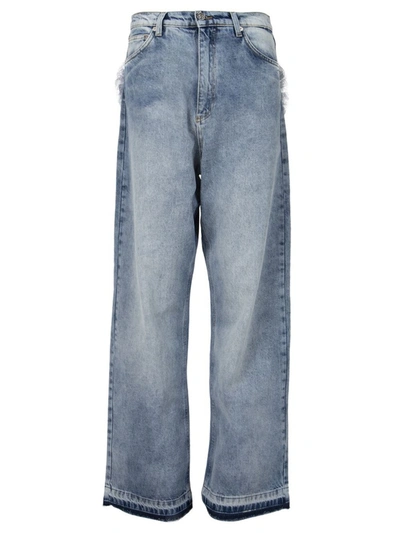Shop Natasha Zinko Heart Pocket Denim Jeans Light Wash Blue