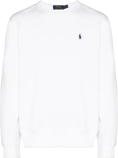 Shop Polo Ralph Lauren Embroidered Logo Sweatshirt In White