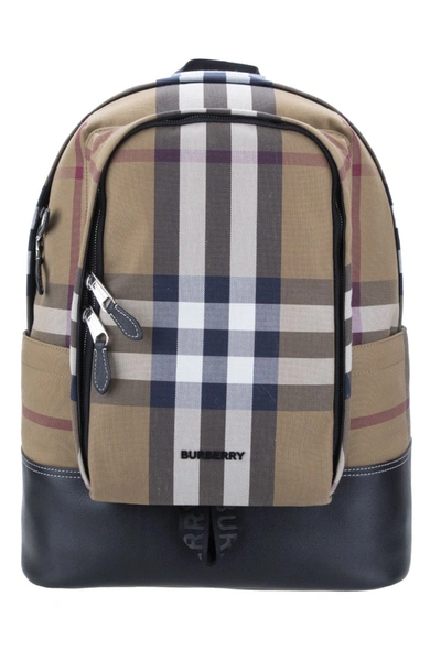 Shop Burberry Large Check Canvas Backpack In Brown