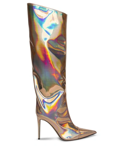 Shop Alexandre Vauthier Alex Metallic Knee-high Boots Rose Gold In Multicolor