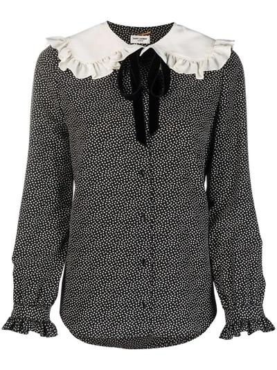 Shop Saint Laurent Peter Pan-collar Polka-dot Blouse In Schwarz