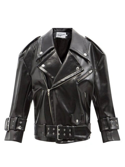 Vaquera Oversized Faux-leather Biker Jacket In Black | ModeSens