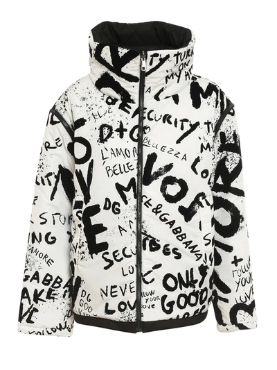 Shop Dolce & Gabbana Reversible Nylon Puffer Jacket In White