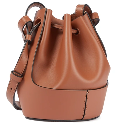 Shop Loewe Balloon Mini Leather Shoulder Bag In Brown