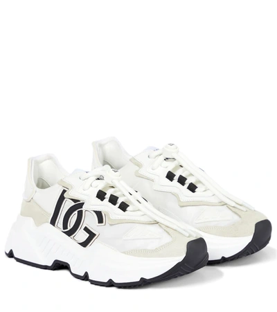 Shop Dolce & Gabbana Daymaster Leather Sneakers In White