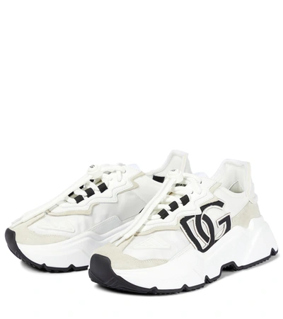 Shop Dolce & Gabbana Daymaster Leather Sneakers In White