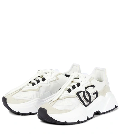 Dolce & Gabbana Woman Multicolor Fabric And Leather Daymaster Sneakers In White