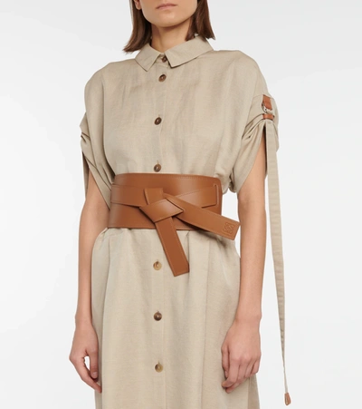 Shop Loewe Gate Leather Belt In Brown