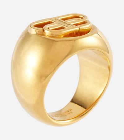 Shop Balenciaga Bb Signet Ring In Gold