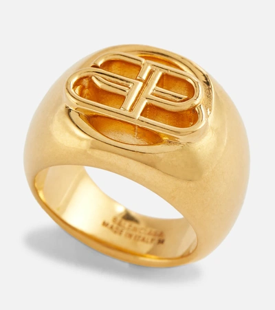 Shop Balenciaga Bb Signet Ring In Gold