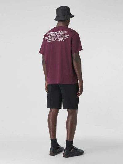 Shop Burberry Location Print Cotton Oversized T-shirt In Deep Maroon