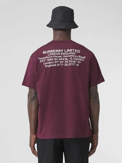 Shop Burberry Location Print Cotton Oversized T-shirt In Deep Maroon