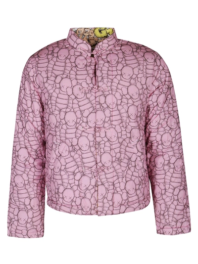 Shop Comme Des Garçons Shirt X Kaws Graphic Printed Reversible Jacket In Pink