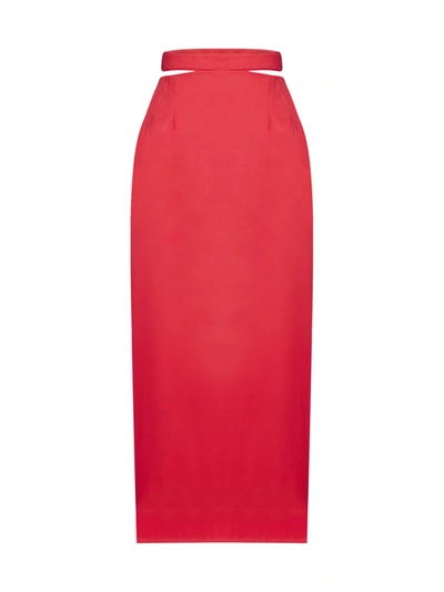 Shop Jacquemus Pencil Skirt In Red