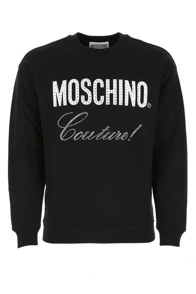 Shop Moschino Stud Embellished Logo Sweatshirt In Black