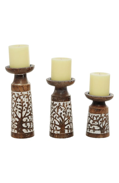 Willow Row Natural Brown Mango Wood Candle Holder In Brown
