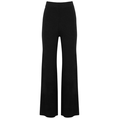 Shop Izaak Azanei Black Wide-leg Wool-blend Trousers