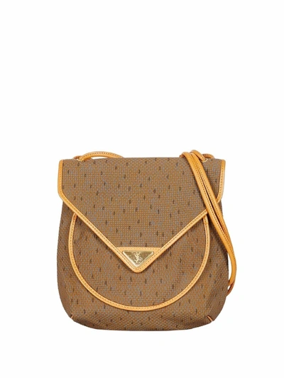 Pre-owned Saint Laurent Polka Dot Pattern Flap Crossbody Bag In Brown