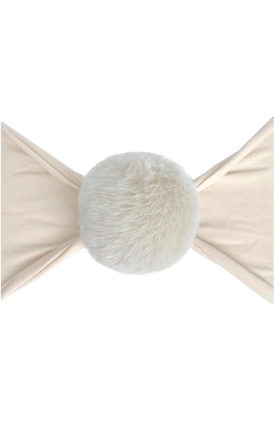 Shop Baby Bling Luxe Faux Fur Pompom Headband In Oatmeal