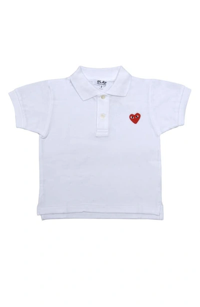 Shop Comme Des Garçons Little Red Heart Polo In White