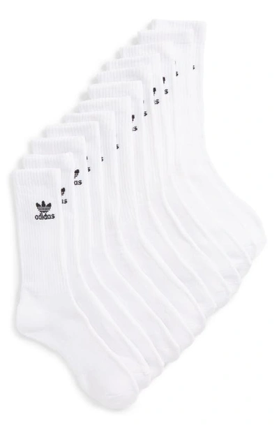 Shop Adidas Originals Trefoil 6-pack Crew Socks In White