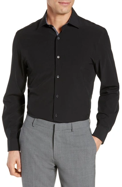 Shop Wrk Slim Fit Solid Performance Dress Shirt In Black