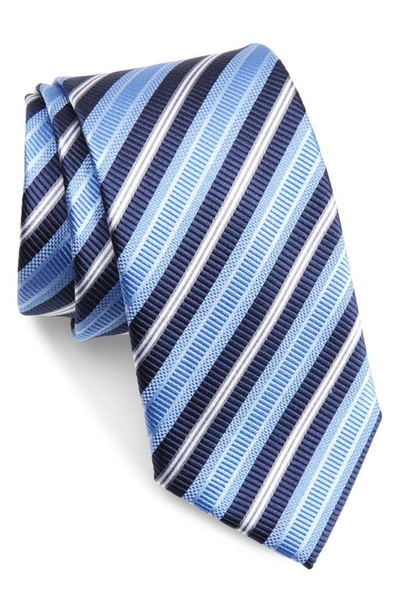 Shop Nordstrom Stripe Silk Tie In Light Blue