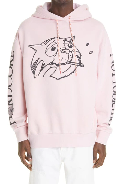 Shop Aries Worried Cat No Problemo Graphic Hoodie In Pink