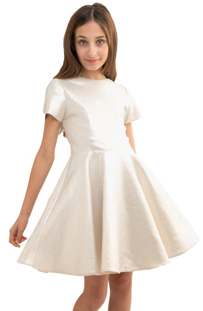 Shop Un Deux Trois Kids' Short Sleeve Dress In Ivory