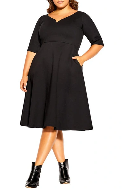 Shop City Chic Cute Girl Fit & Flare Dress In Black
