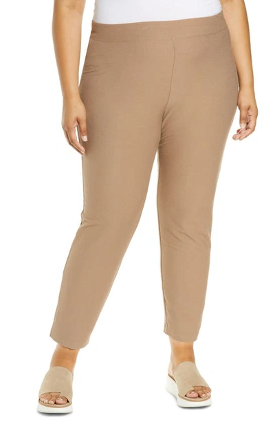 Shop Eileen Fisher Stretch Crepe Ankle Pants In Barly