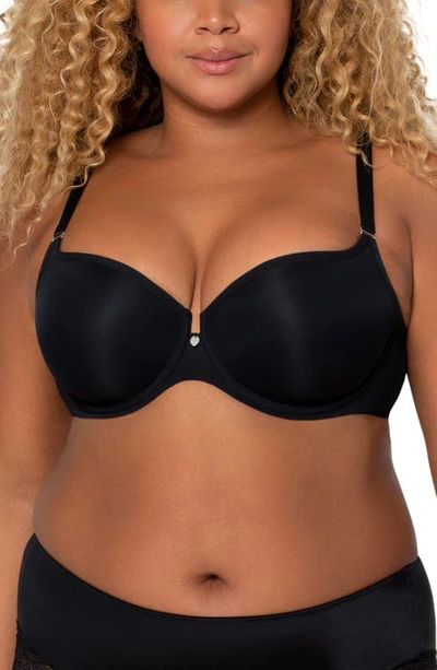 Shop Curvy Couture Tulip Smooth Convertible Underwire Push-up Bra In Black