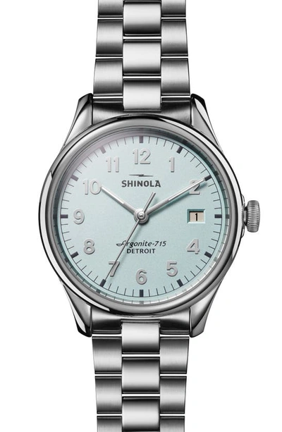 Shop Shinola The Vinton Bracelet Watch, 38mm In Paleblue