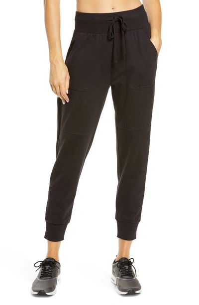Shop Zella Washed Organic Cotton Ankle Joggers In Black