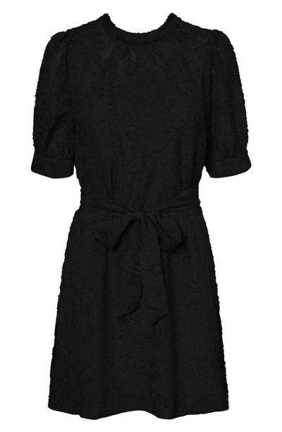 Shop Vero Moda Floral Tie Waist Dress In Black