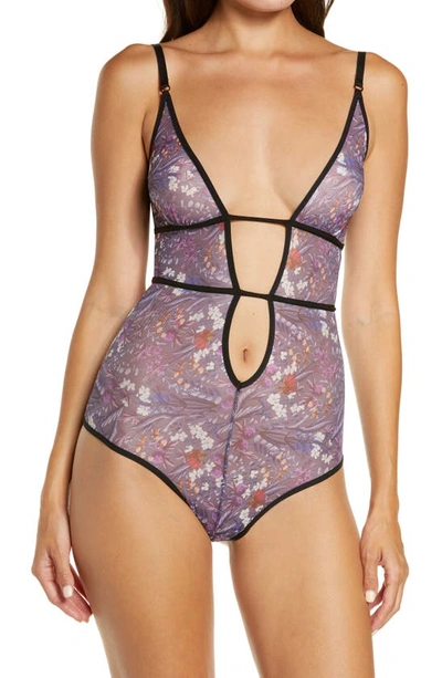 Shop Hauty Snake Charmer Print Mesh Teddy In Purple