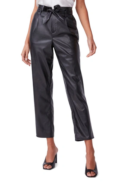 Shop Paige Melila Paperbag Waist Faux Leather Pants In Black