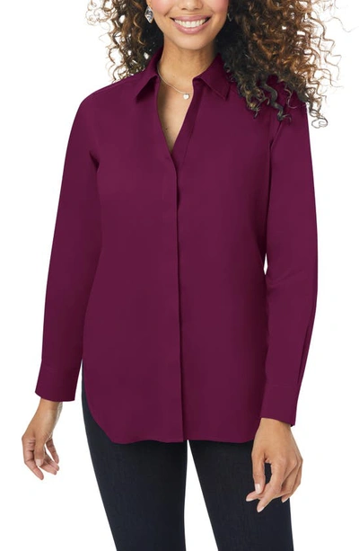 Shop Foxcroft Kylie Non-iron Cotton Button-up Shirt In Spiced Plum