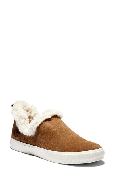 Shop Timberland Skyla Bay Faux Fur Lined Leather Sneaker In Rust Suede