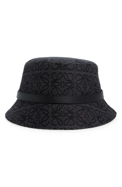 Shop Loewe Anagram Jacquard Bucket Hat In Anthracite/ Black