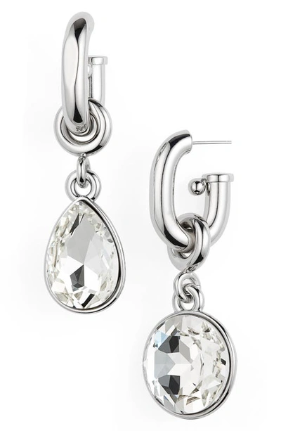 Shop Paco Rabanne Xl Link Crystal Drop Earrings In Silver / Diamond